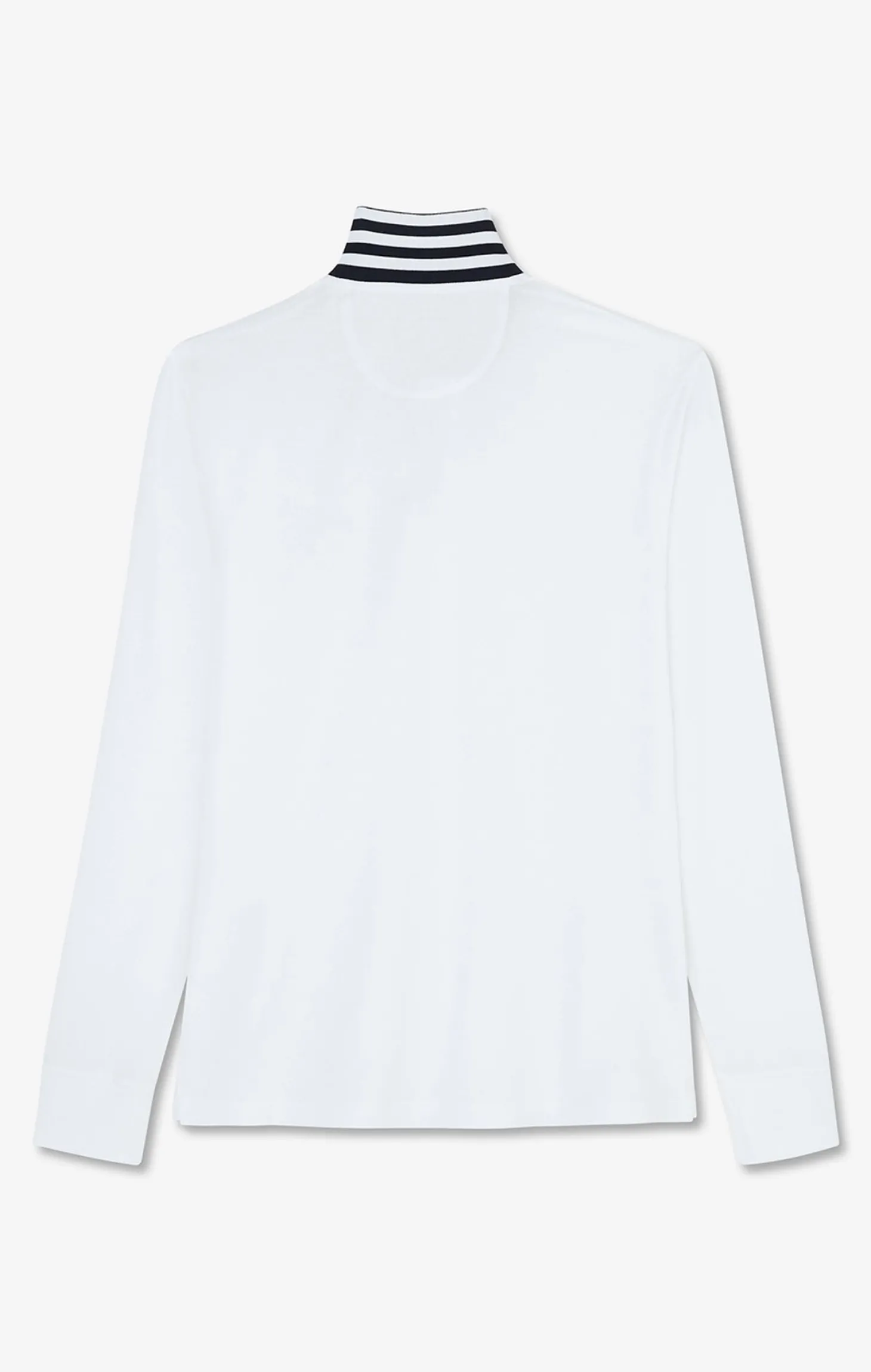 Polo manches longues blanc en coton avec col contrasté