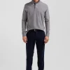 Polo manches longues en piqué coton gris