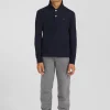 Polo manches longues en piqué coton marine coupe Regular