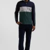 Polo manches longues en piqué coton vert chiné coupe Regular