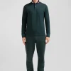 Polo manches longues en piqué coton vert foncé coupe Regular