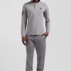 Polo manches longues en piqué coton gris broderie XV de France coupe Regular