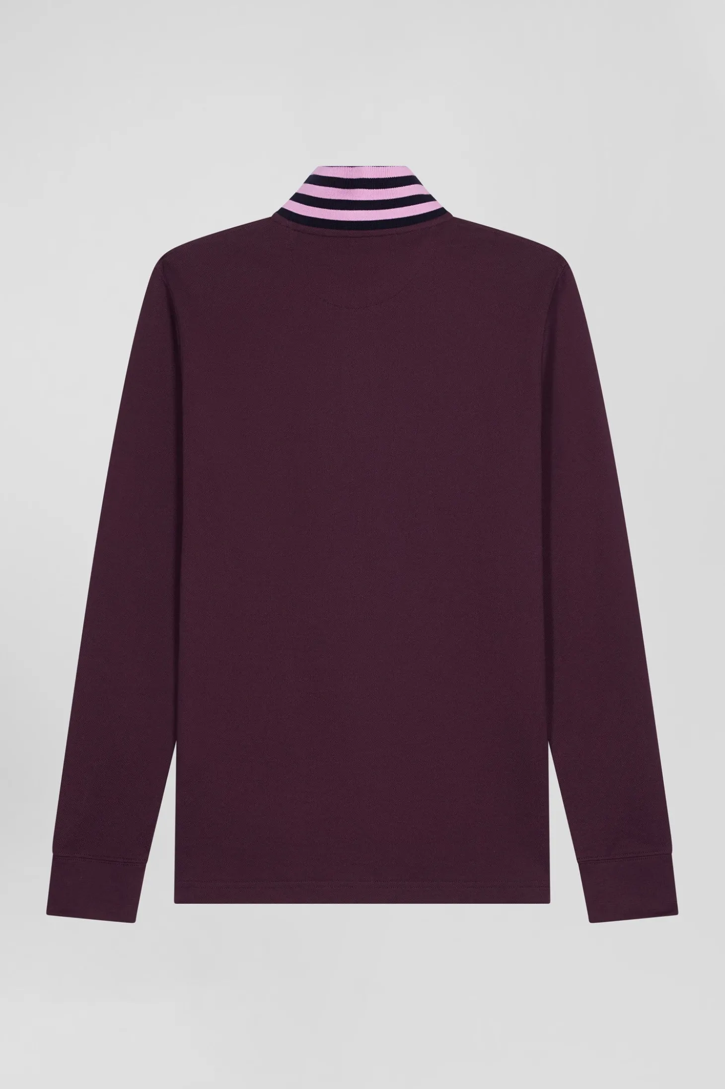 Polo manches longues en piqué coton bordeaux coupe Regular