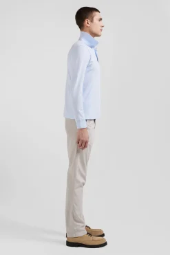 Polo manches longues en piqué coton ciel coupe Slim
