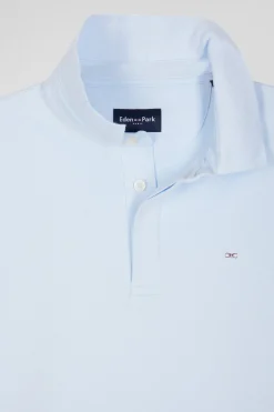 Polo manches longues en piqué coton ciel coupe Slim