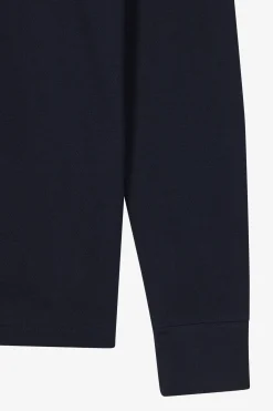 Polo manches longues en piqué coton bleu marine coupe Regular