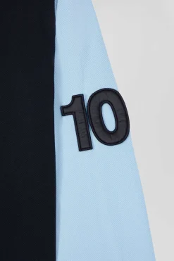 Polo manches longues en piqué coton ciel broderie matelassée coupe Regular