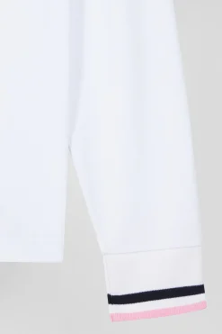 Polo manches longues en piqué coton blanc broderie XV de France coupe Regular