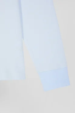 Polo manches longues en piqué coton ciel coupe Slim
