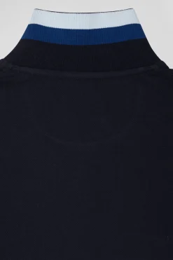 Polo manches longues en piqué coton ciel broderie 10 manche coupe Regular