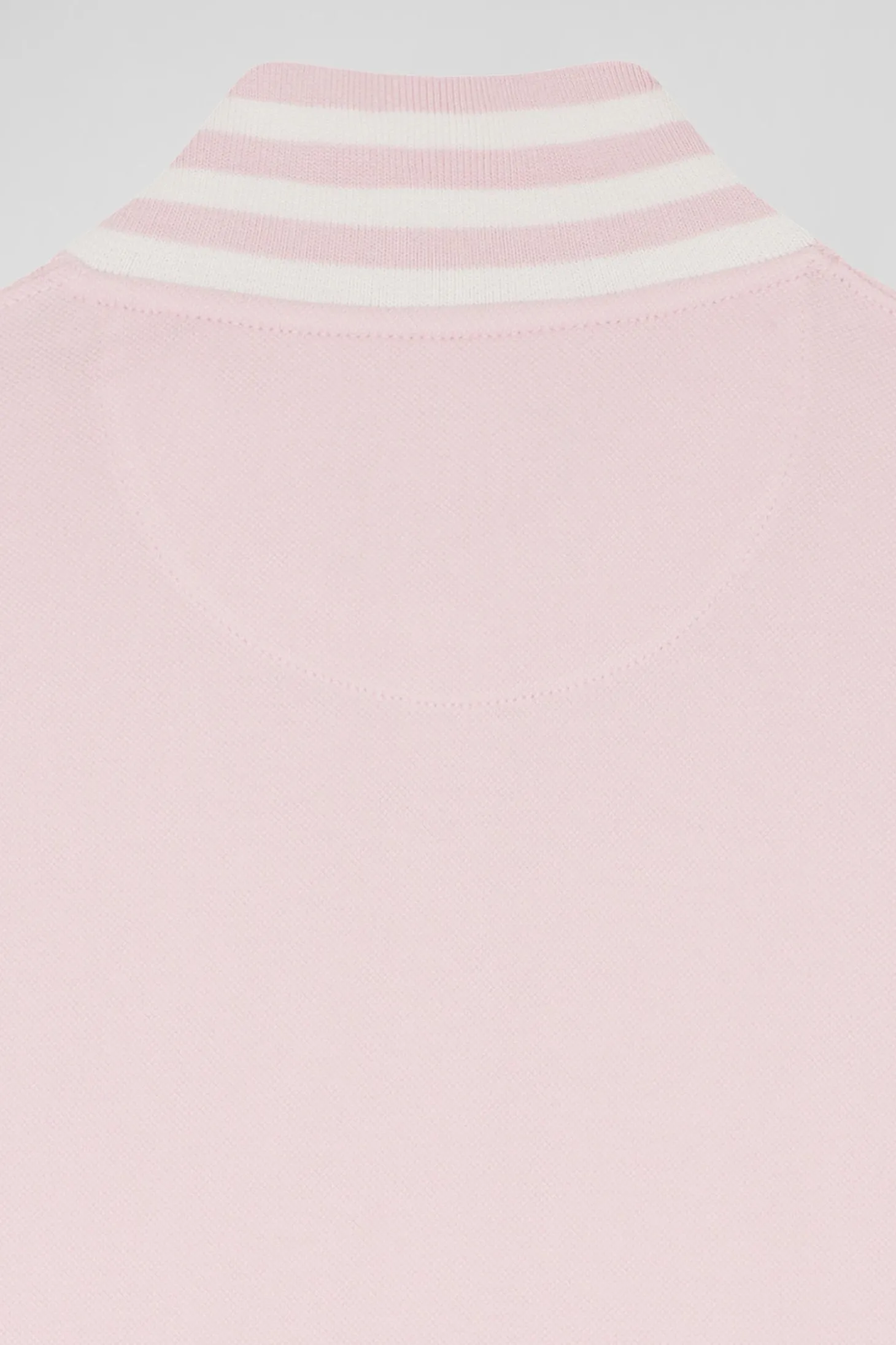 Polo manches longues en piqué coton stretch rose coupe Slim