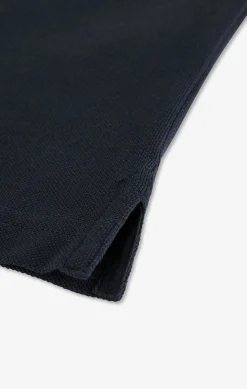 Polo manches longues noir en coton avec col contrasté