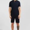Polo noir en coton pima avec détails contrastés