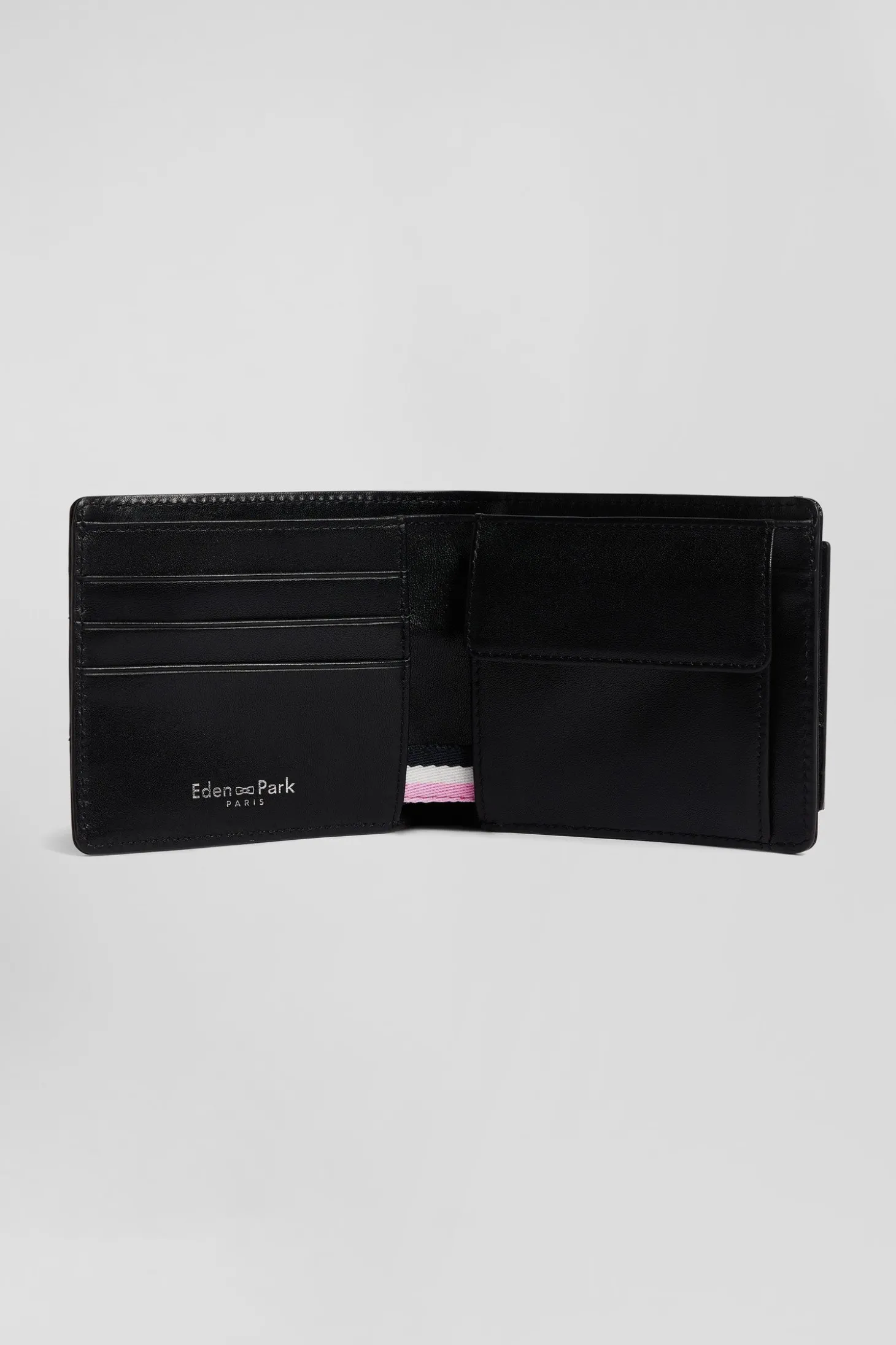 Porte-cartes en cuir noir matelassé
