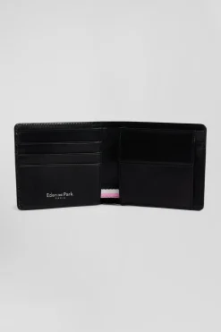 Portefeuille format italien en cuir véritable noir