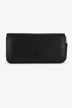 Portefeuille noir rectangulaire en cuir