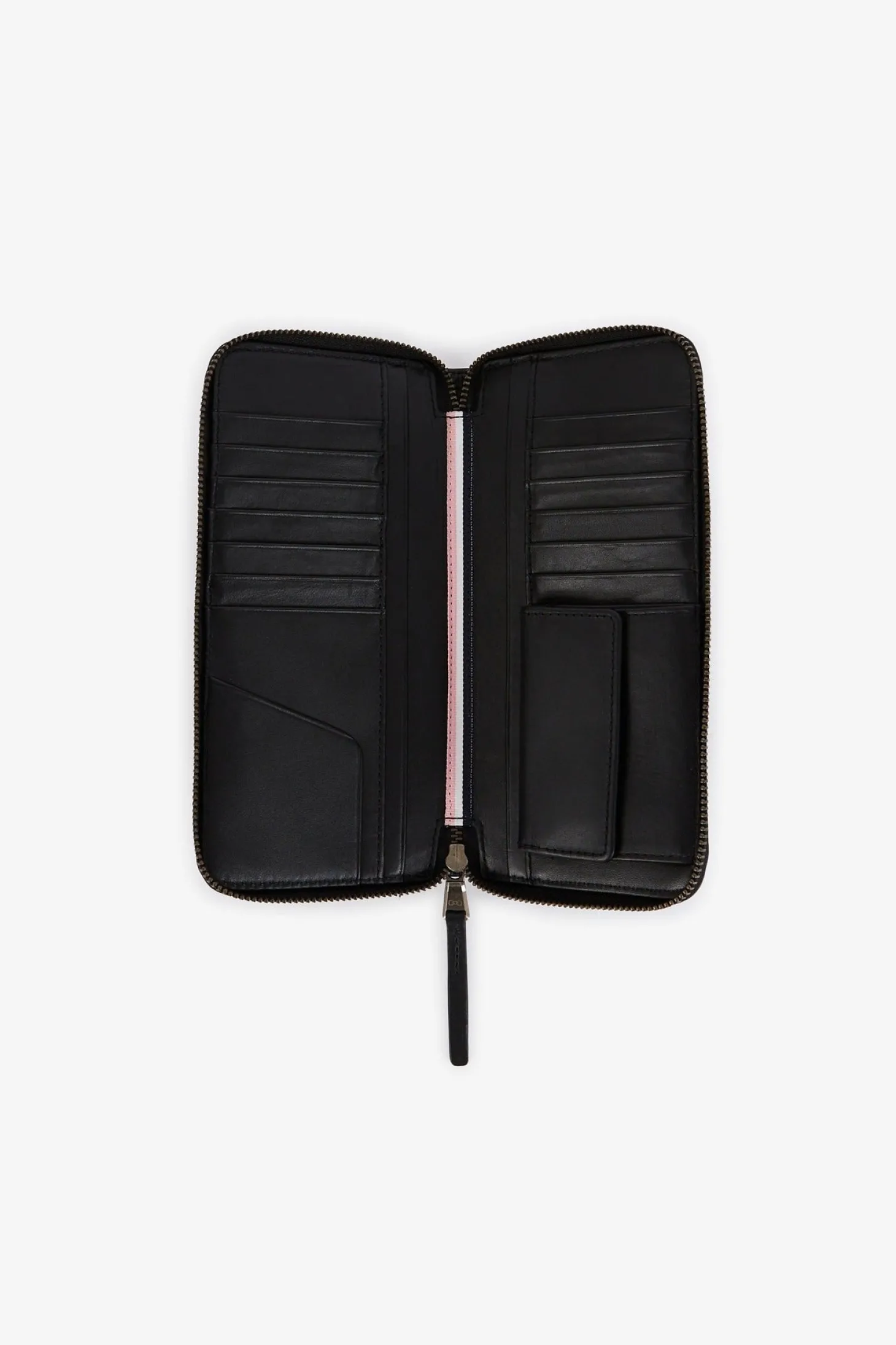 Portefeuille noir rectangulaire en cuir