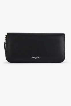 Portefeuille noir rectangulaire en cuir
