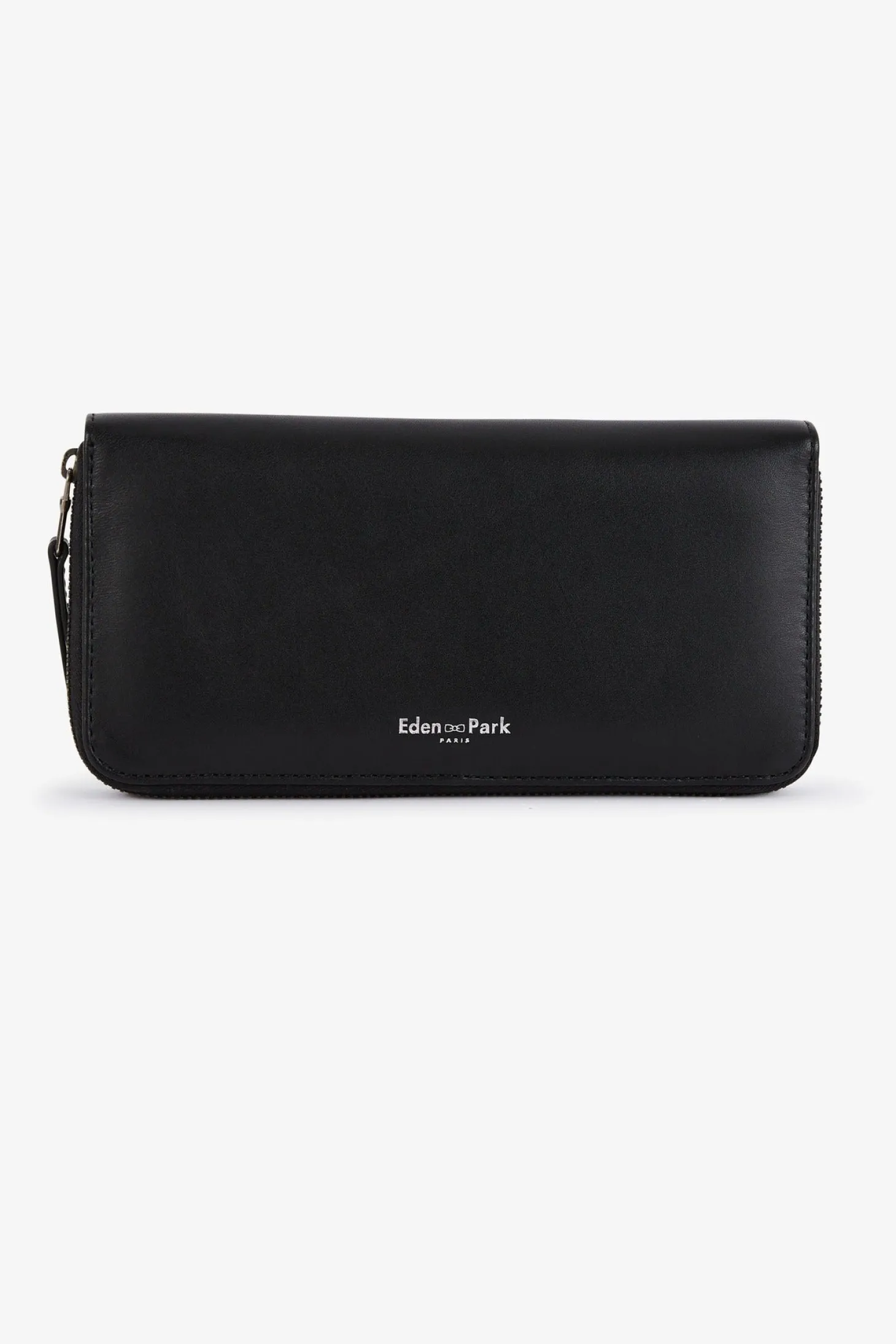 Portefeuille noir rectangulaire en cuir