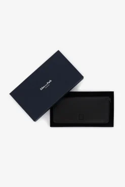 Portefeuille noir rectangulaire en cuir