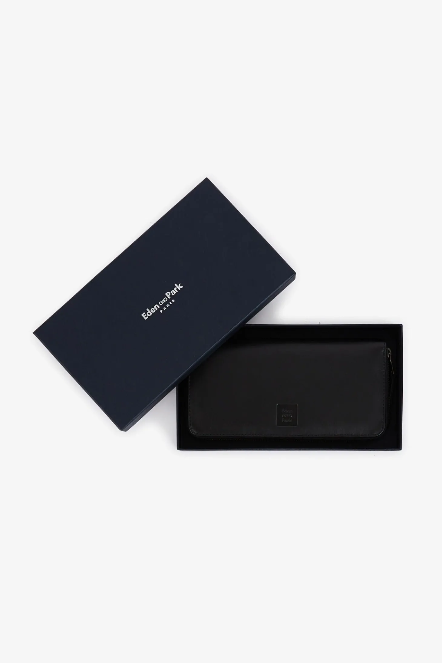 Portefeuille noir rectangulaire en cuir