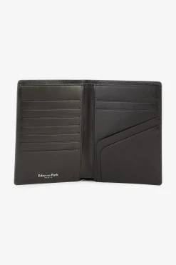 Portefeuille passeport en cuir noir
