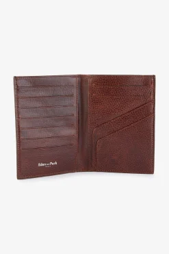 Portefeuille passeport en cuir marron foncé