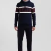 Pull à capuche en coton bleu marine jacquard EP10 coupe Regular