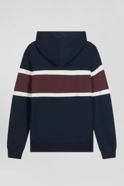 Pull à capuche en coton bleu marine jacquard EP10 coupe Regular