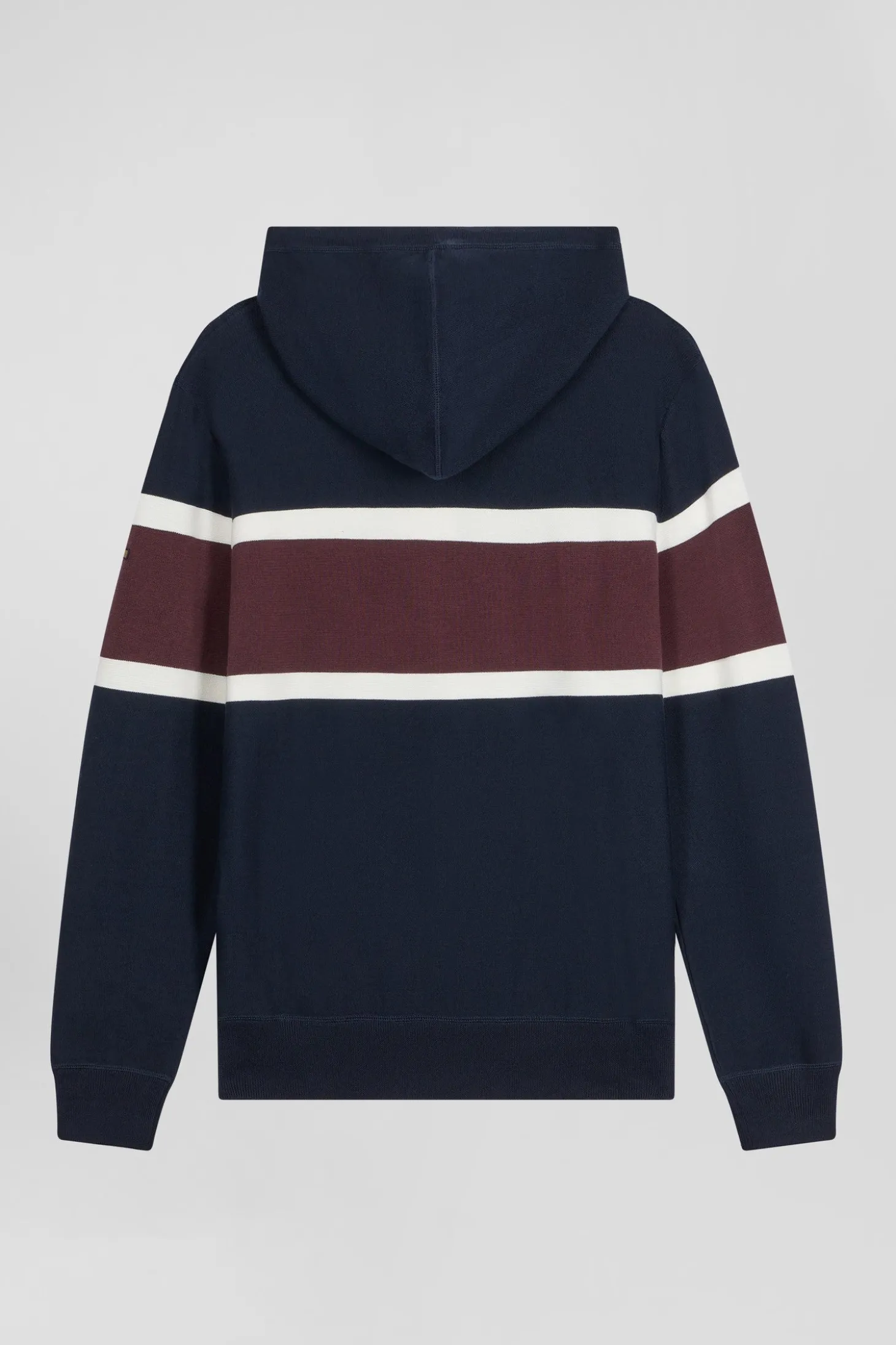 Pull à capuche en coton bleu marine jacquard EP10 coupe Regular