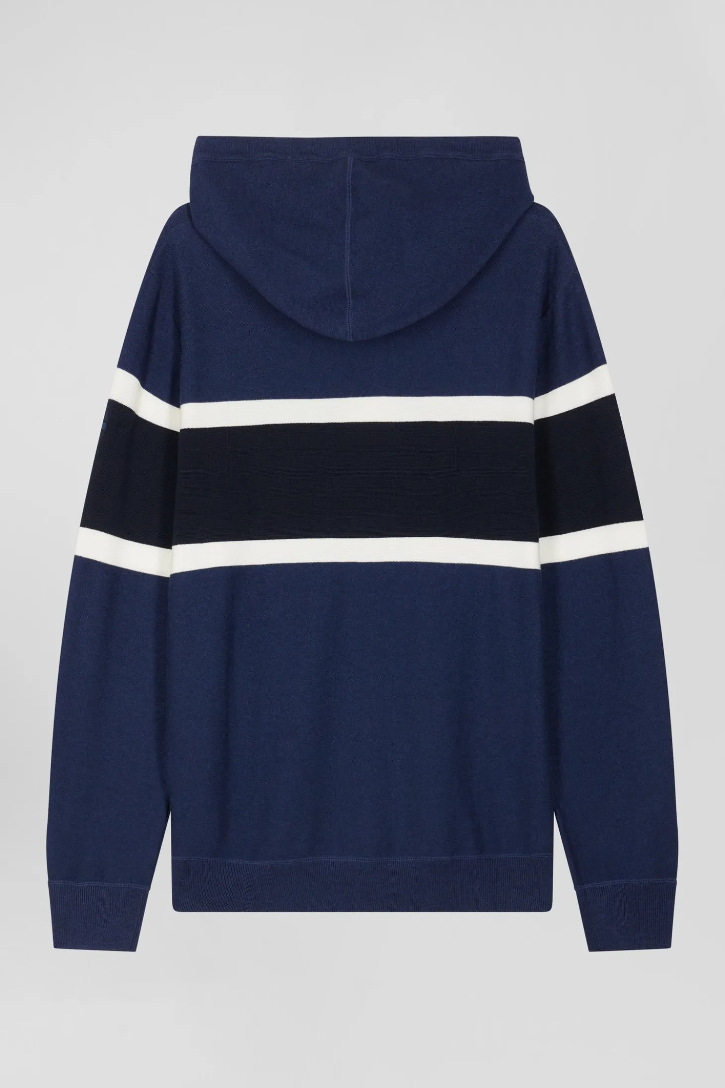 Pull à capuche en coton bleu foncé jacquard EP10 coupe Regular