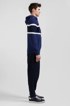 Pull à capuche en coton bleu foncé jacquard EP10 coupe Regular