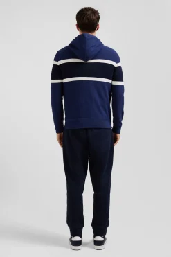 Pull à capuche en coton bleu foncé jacquard EP10 coupe Regular