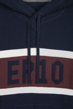 Pull à capuche en coton bleu marine jacquard EP10 coupe Regular