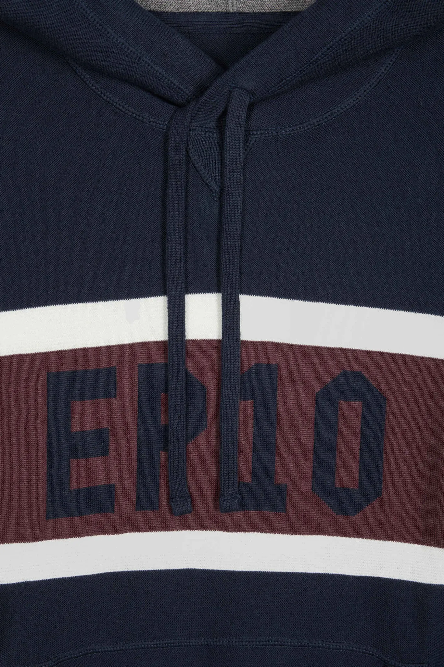 Pull à capuche en coton bleu marine jacquard EP10 coupe Regular