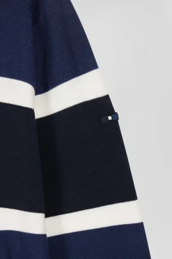 Pull à capuche en coton bleu foncé jacquard EP10 coupe Regular