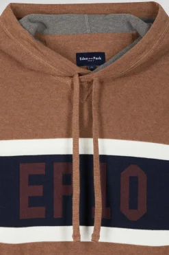 Pull à capuche en coton camel jacquard EP10 coupe Regular