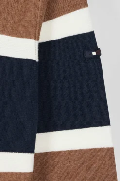 Pull à capuche en coton camel jacquard EP10 coupe Regular