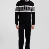 Pull à capuche en coton noir jacquard EP10 coupe Regular