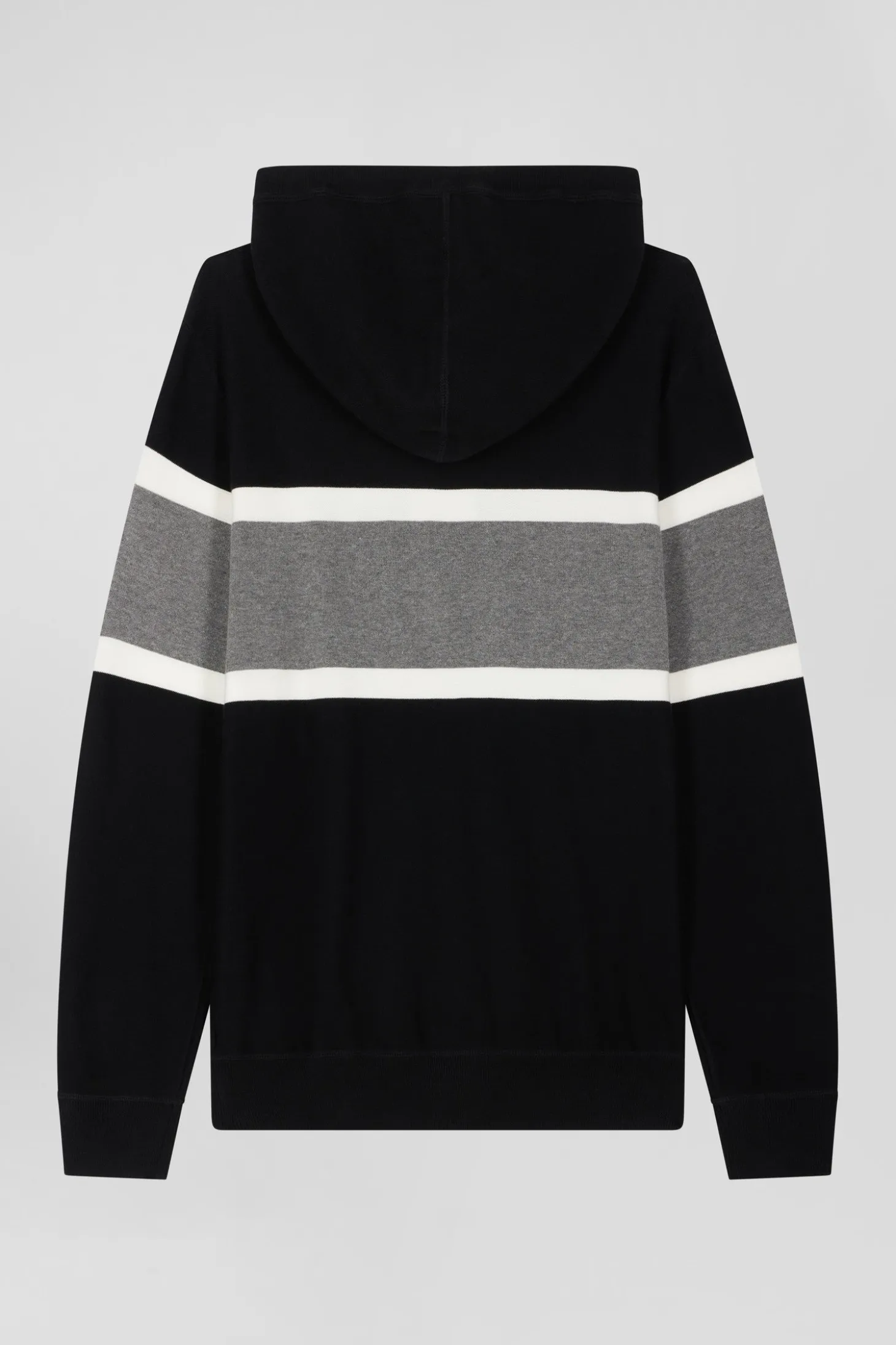 Pull à capuche en coton noir jacquard EP10 coupe Regular