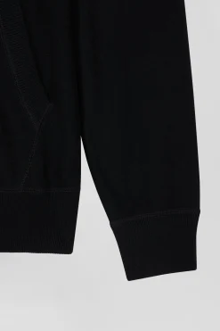 Pull à capuche en coton noir jacquard EP10 coupe Regular