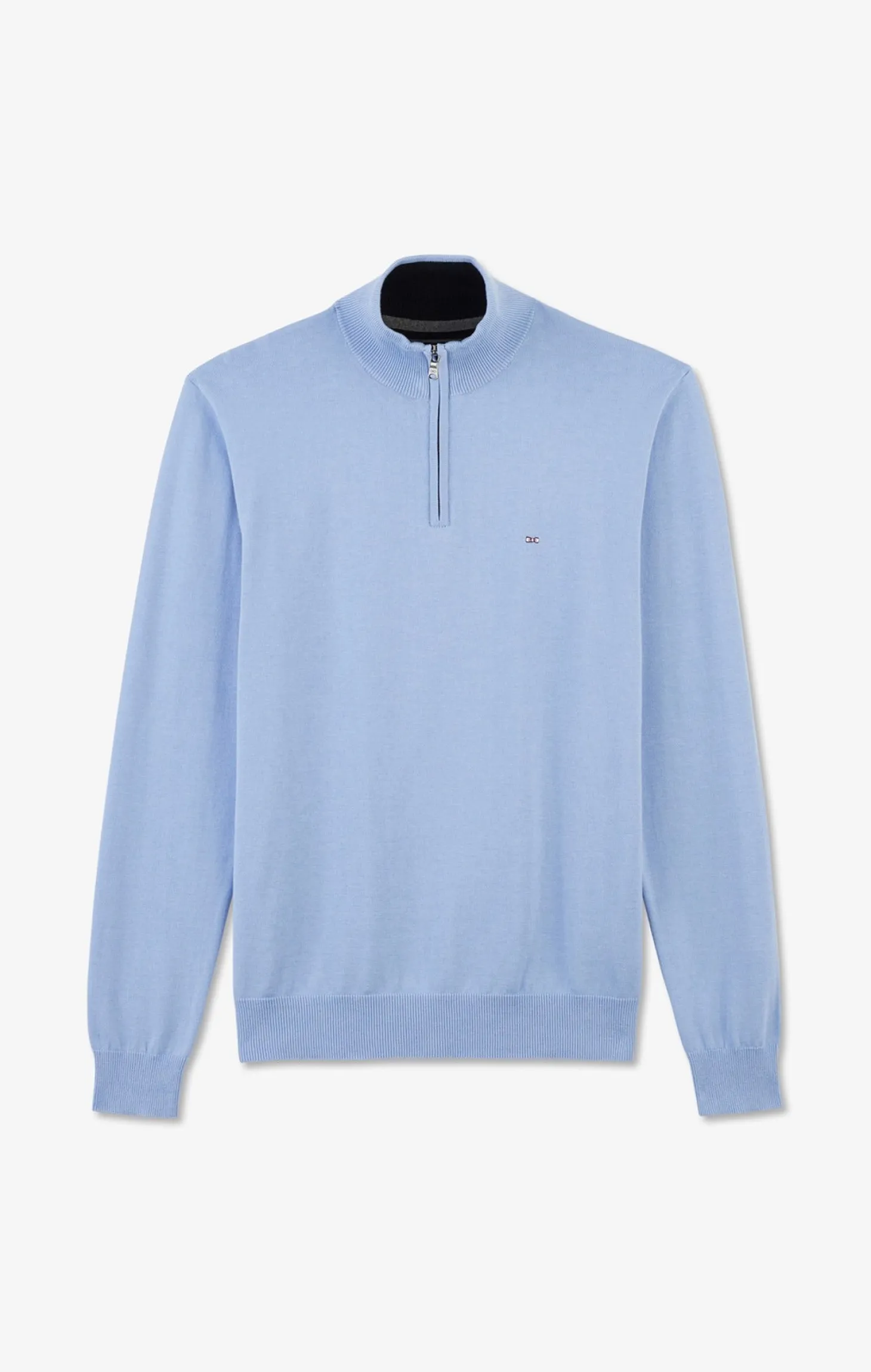 Pull bleu à col camionneur en coton