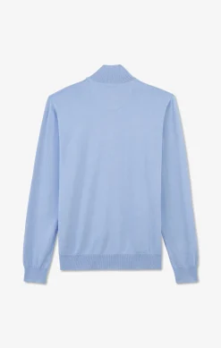 Pull bleu à col camionneur en coton