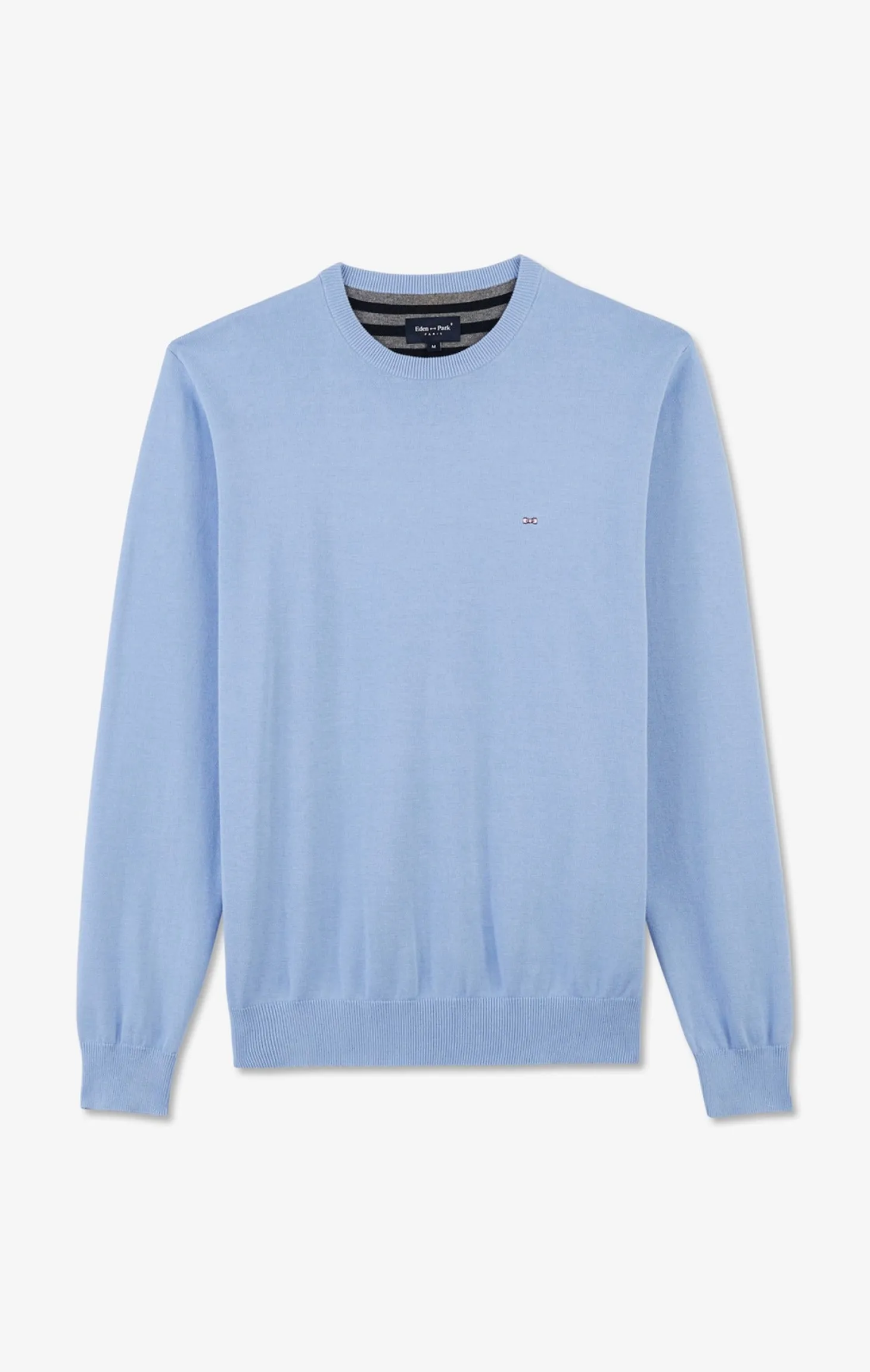 Pull bleu à col rond en coton