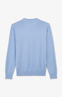Pull bleu à col rond en coton