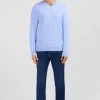 Pull bleu à Col V en coton