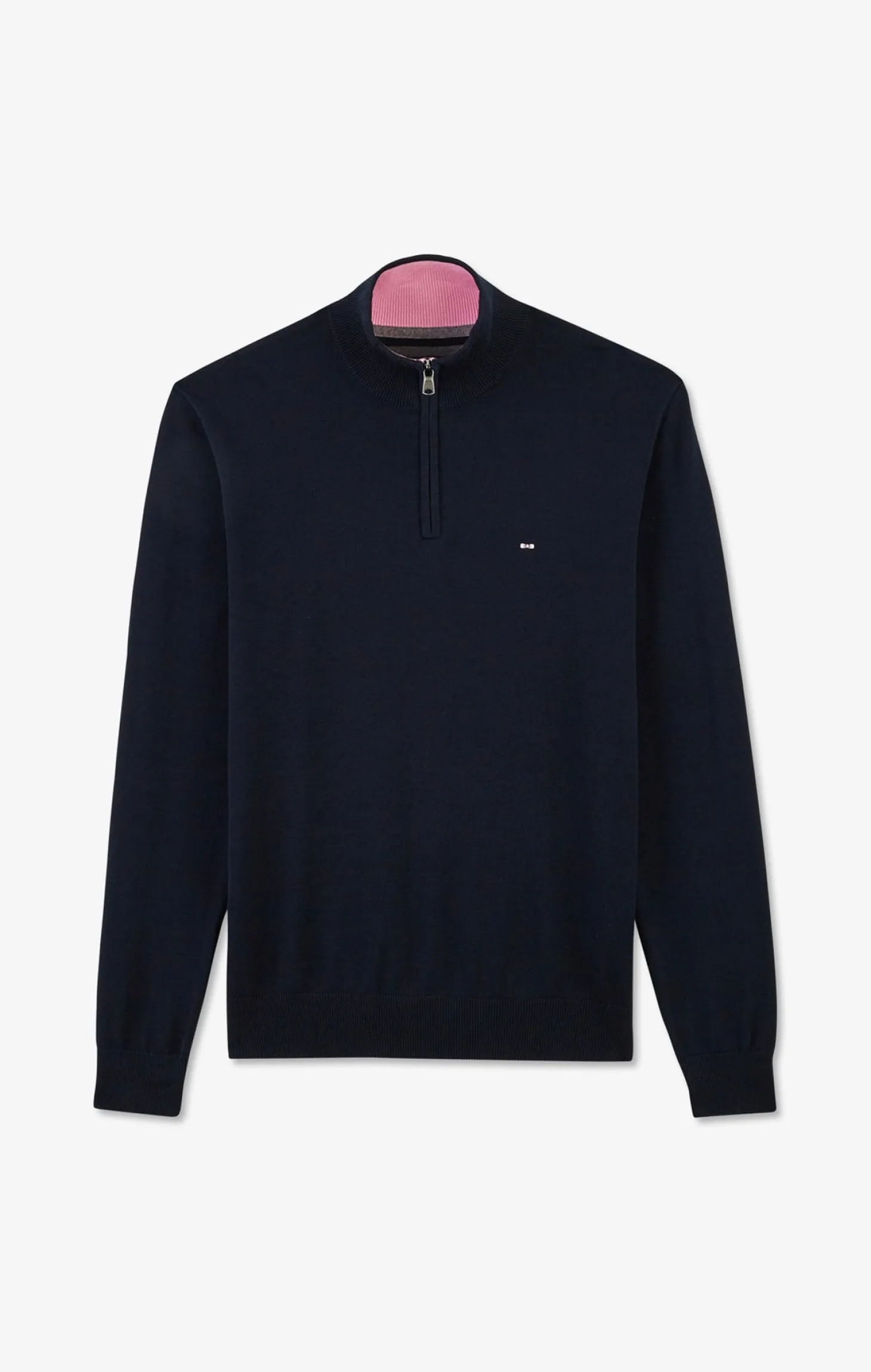 Pull bleu marine à col camionneur en coton