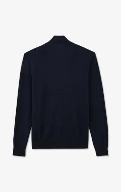 Pull bleu marine à col camionneur en coton