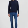 Pull bleu marine à col rond en coton