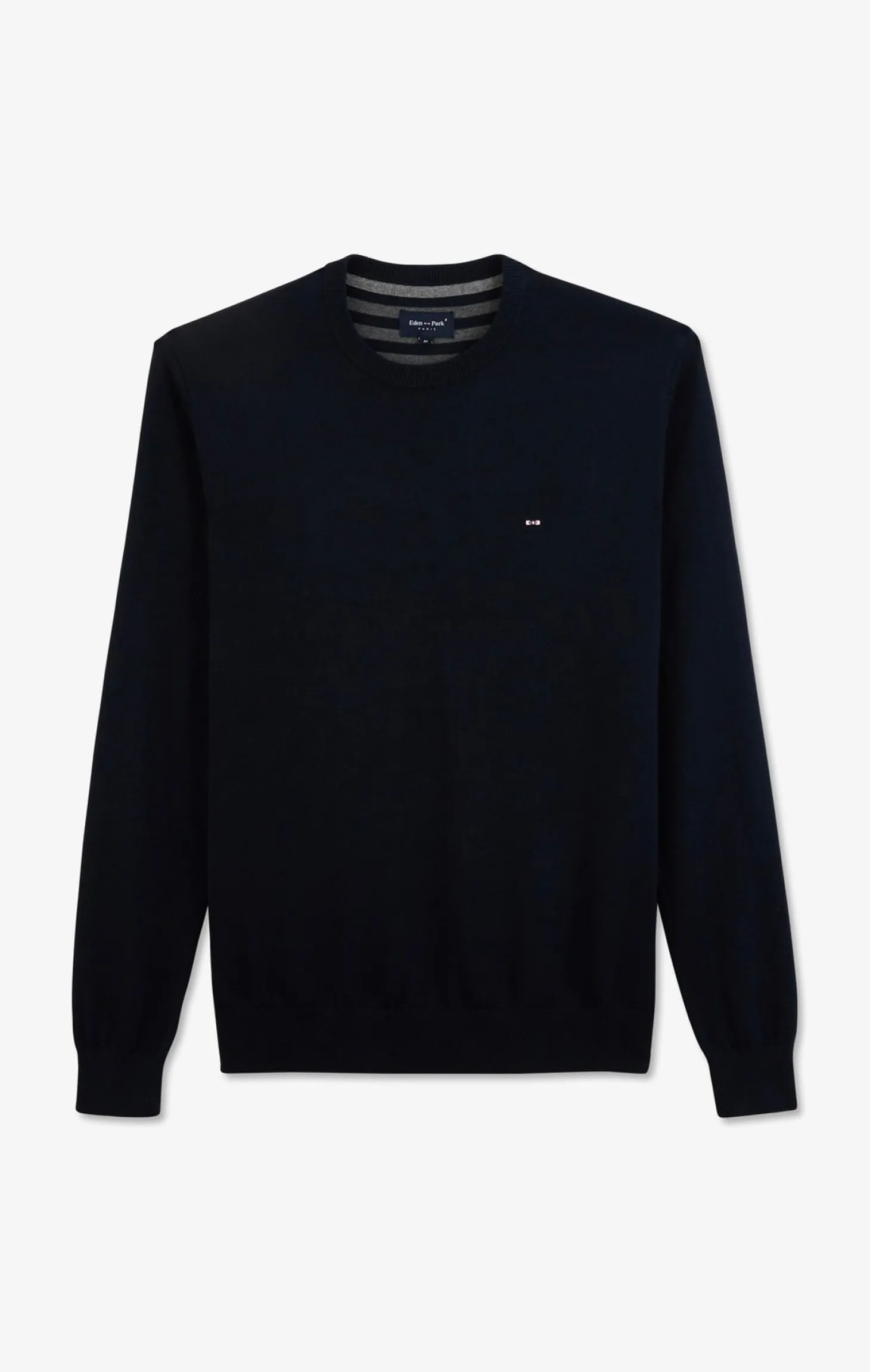 Pull bleu marine à col rond en coton